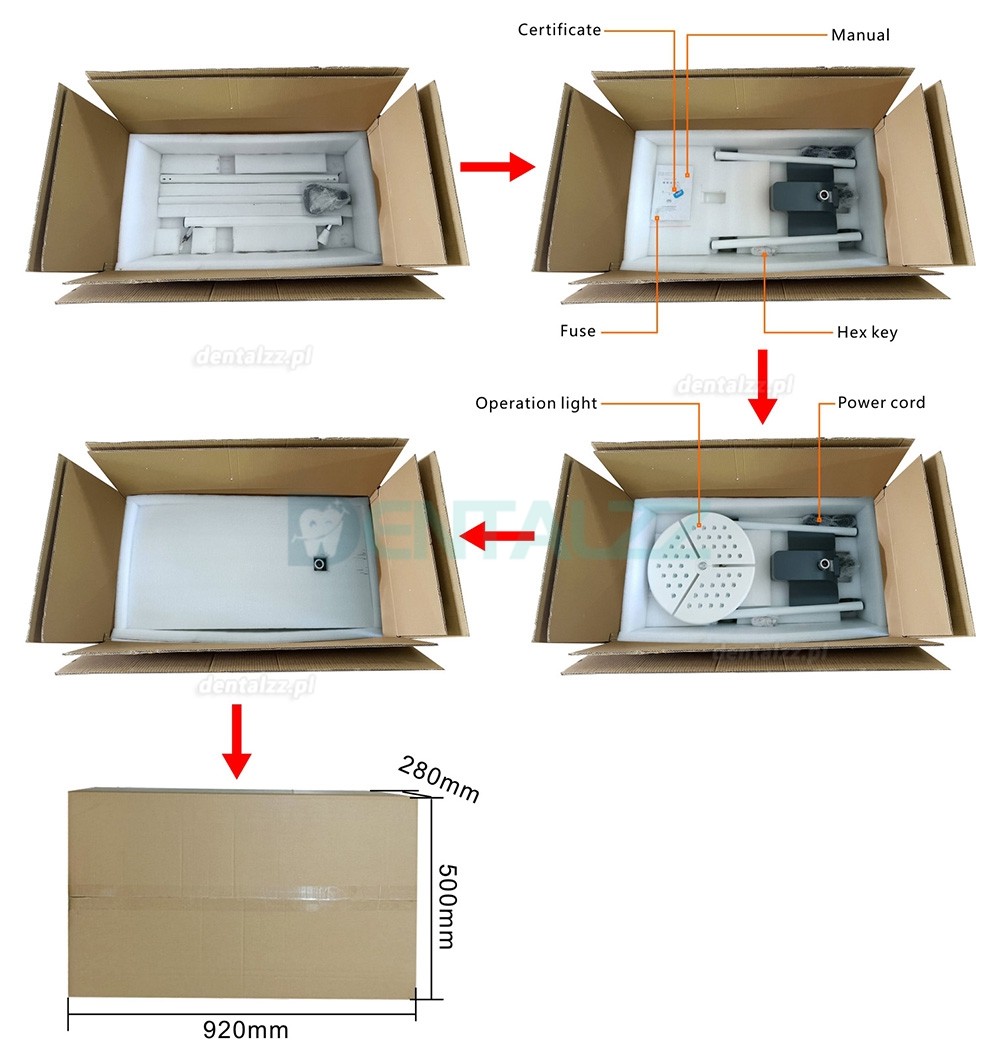 KWS KD-2036L-4 Lampa Operacyjna Stomatologiczna LED 80W Mobilna na Stojaku z 4 K&oacute;łkami